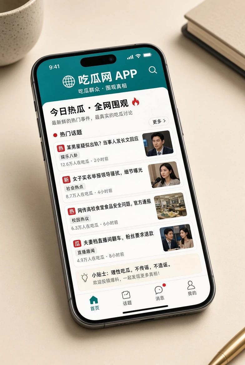 吃瓜网移动端内容服务示意